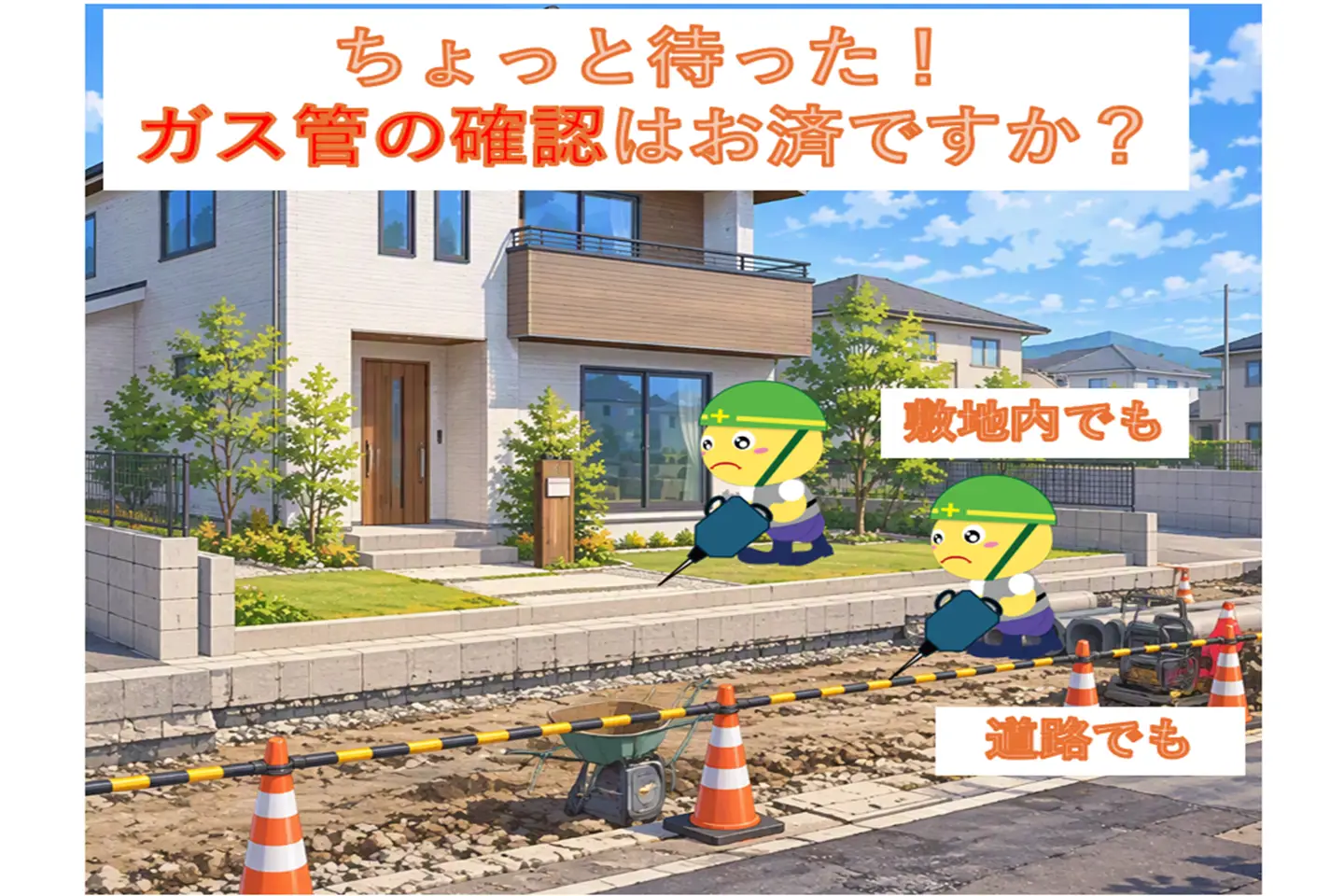 ガス管付近を工事するときはご連絡ください！