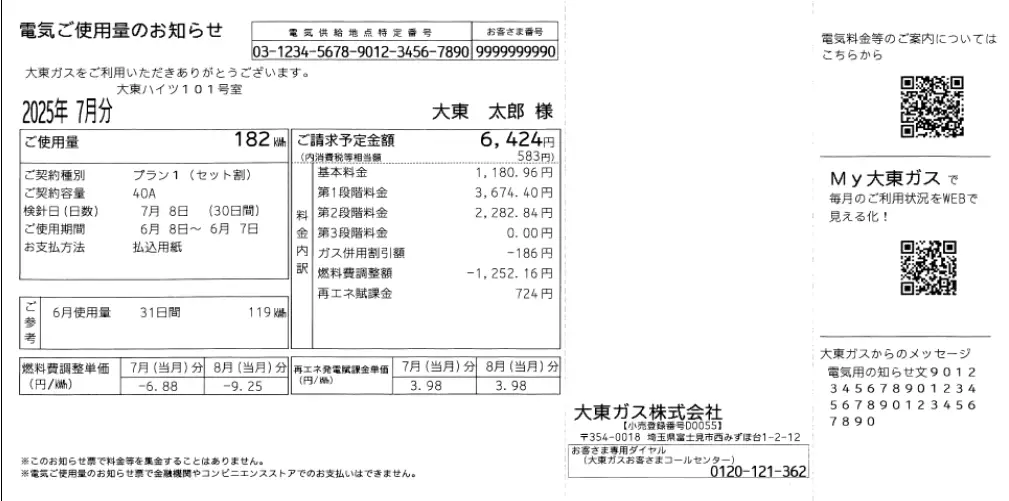 電気使用量等のお知らせ